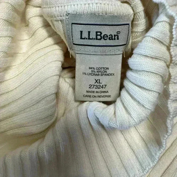 LL BEAN White Womens Ribbed Turtleneck Size XL - Picture 4 of 4